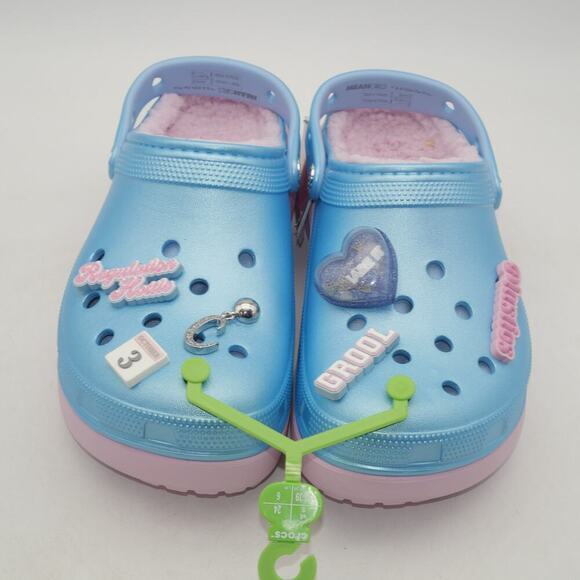 New Mean Girls Classic Platform Clogs Sandals Blue Pink Fuzzy Lining Women's 8 - Picture 2 of 9